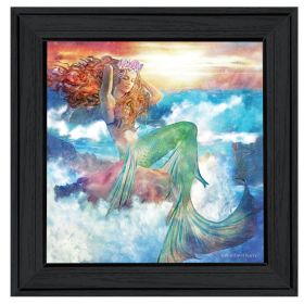 "Sunset Mermaid" by Bluebird Barn, Ready to Hang Framed Print, Black Frame