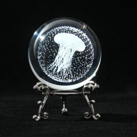 1pc Crystal Ball Art Decoration; Decoration Craft; Crystal Ball Valentine's Day Gifts Birthday Gifts (Color: Jellyfish, size: Silver)