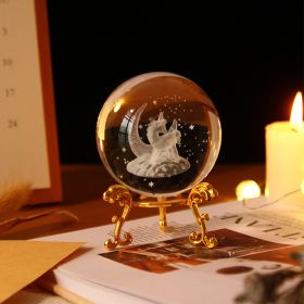 1pc Crystal Ball Art Decoration; Decoration Craft; Crystal Ball Valentine's Day Gifts Birthday Gifts (Color: Unicorn, size: Gold)