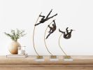 Pole Vaulters on Glass Base Set of 3