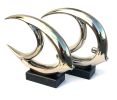 Mirrored Chrome Fish Set of 2 on Bases