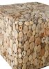 Oyster Cross Cut Random Solid Wood Square Ottoman Stool Table 17.75" Tall