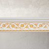 Gold Floral on French White Crown Molding 92 Inch