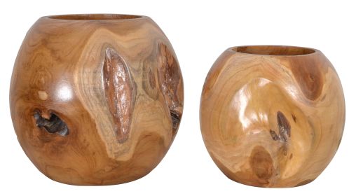 Teak Natural Vases Set of 2