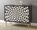 Art Deco Accent Cabinet - Modern Elegance, Kaleidoscope Design - Adjustable Shelves, Brass Legs