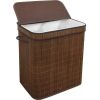 Bamboo Foldable Double Laundry Hamper, Espresso