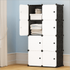 8 Cube Organizer Stackable Plastic Cube Storage Shelves Design Multifunctional Modular Closet Cabinet with Hanging Rod RT