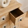 Accent Storage Cabinet Rattan Retro Wooden Apothecary Chest with 9-Drawer and Metal Handles