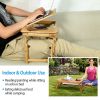 Bamboo Laptop Desk Breakfast Serving Bed Tray Foldable Leg Multi-Position Adjustable Tilt Surface Bed Lap Tray