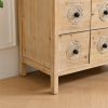 Accent Storage Cabinet Rattan Retro Wooden Apothecary Chest with 9-Drawer and Metal Handles