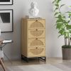 Natural rattan, Cabinet with 4 drawers, Suitable for living room, bedroom and study, Diversified storage