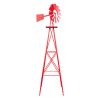 8FT Weather Resistant Yard Garden Windmill Red