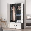 8 Cube Organizer Stackable Plastic Cube Storage Shelves Design Multifunctional Modular Closet Cabinet with Hanging Rod RT