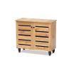 Gisela Modern and Contemporary Oak Brown Finished Wood 2-Door Shoe Storage Cabinet