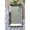 24" x 15" Antique Silver Rectangle Mirror with Floral Accents, Mirrored Display Tray, Hanging Wall Mirror