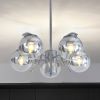 Modern American chandelier-silver iron glass lampshade -6 bulbs -E26 lamp holder