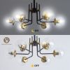 Modern American style chandelier-black gold iron-glass lampshade -6 bulbs