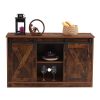 Brown decorative wooden TV / storage cabinet with two sliding barn doors available for bedroom living room corridor