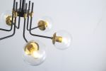 Modern American style chandelier-black gold iron-glass lampshade -6 bulbs