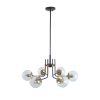 Modern American style chandelier-black gold iron-glass lampshade -6 bulbs