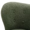 Modern Accent Chair Lambskin Sherpa Wingback Tufted Side Chair with Solid Wood Legs for Living Room Bedroom, Seaweed Green