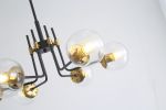 Modern American style chandelier-black gold iron-glass lampshade -6 bulbs