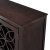 U-style Wood Storage Cabinet with Doors and Adjustable Shelf, Entryway Kitchen Dining Room, Brown