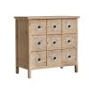 Accent Storage Cabinet Rattan Retro Wooden Apothecary Chest with 9-Drawer and Metal Handles