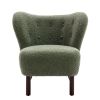 Modern Accent Chair Lambskin Sherpa Wingback Tufted Side Chair with Solid Wood Legs for Living Room Bedroom, Seaweed Green