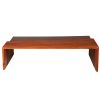 53 Inch Acacia Wood Coffee Table, Horizontal Split Design, Live Edge, Oak, Black