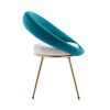 Peacock Blue Velvet Modern accent/Conversation Lounge Chair With Gold Plated Legs, unique appearance, Suitable For Office, Lounge, Living Room, set of