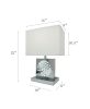 22"H CHROME SQUARE CRYSTAL CENTERPIECE with Night Light + USB Port + Power Outlet