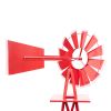 8FT Weather Resistant Yard Garden Windmill Red