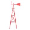 8FT Weather Resistant Yard Garden Windmill Red