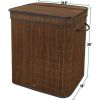 Bamboo Foldable Double Laundry Hamper, Espresso