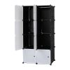 8 Cube Organizer Stackable Plastic Cube Storage Shelves Design Multifunctional Modular Closet Cabinet with Hanging Rod RT