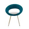 Peacock Blue Velvet Modern accent/Conversation Lounge Chair With Gold Plated Legs, unique appearance, Suitable For Office, Lounge, Living Room, set of