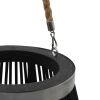 Hanging Candle Lantern Holder Bamboo Black 37.4"