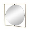 32x1x32" Poppy Mirror with Gold Metal Frame Contemporary Design for Bathroom, Entryway Wall Decor