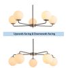 Modern American living room simple golden chandelier glass lampshade 5 bulbs