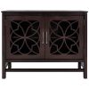 U-style Wood Storage Cabinet with Doors and Adjustable Shelf, Entryway Kitchen Dining Room, Brown