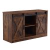 Brown decorative wooden TV / storage cabinet with two sliding barn doors available for bedroom living room corridor