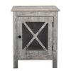 Set of 2 Industrial Nightstand Side Table End Table with X Design Glass Door - Light Gray Wood XH