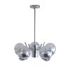 Modern American chandelier-silver iron glass lampshade -6 bulbs -E26 lamp holder