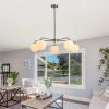 Modern American living room simple golden chandelier glass lampshade 5 bulbs