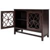 U-style Wood Storage Cabinet with Doors and Adjustable Shelf, Entryway Kitchen Dining Room, Brown