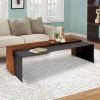 53 Inch Acacia Wood Coffee Table, Horizontal Split Design, Live Edge, Oak, Black