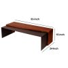 53 Inch Acacia Wood Coffee Table, Horizontal Split Design, Live Edge, Oak, Black