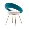 Peacock Blue Velvet Modern accent/Conversation Lounge Chair With Gold Plated Legs, unique appearance, Suitable For Office, Lounge, Living Room, set of