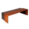 53 Inch Acacia Wood Coffee Table, Horizontal Split Design, Live Edge, Oak, Black